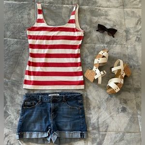 Banana Republic Red and White Striped Tank Top size M